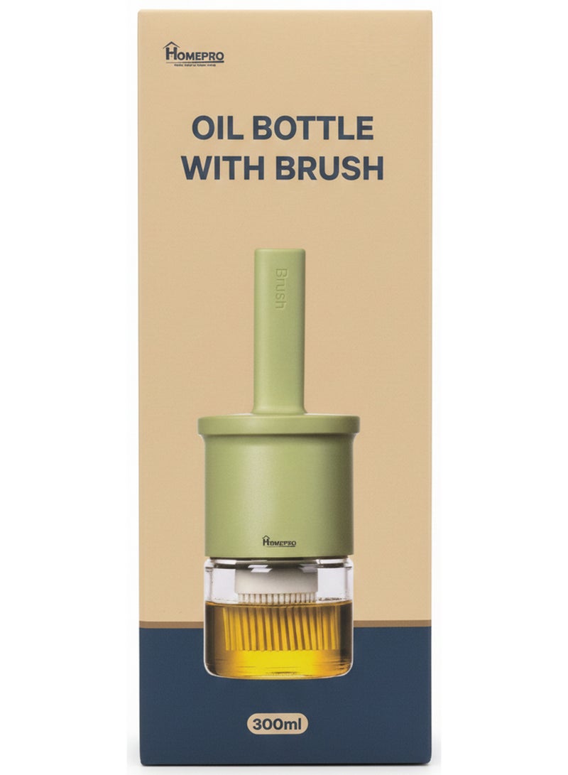HomePro Oil Bottle With Brush Green 300 ML - Image 1